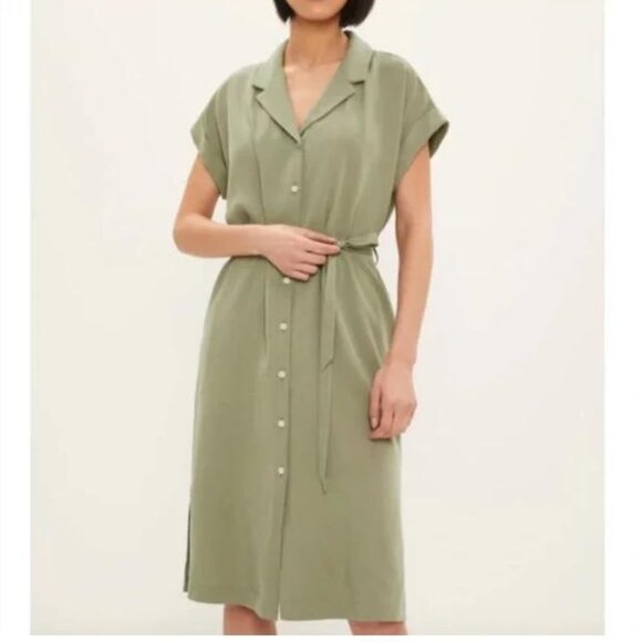 Frank & Oak Textured Camp Collar Midi Shirt Dress Button Down Up Front Casual XL - Picture 14 of 14